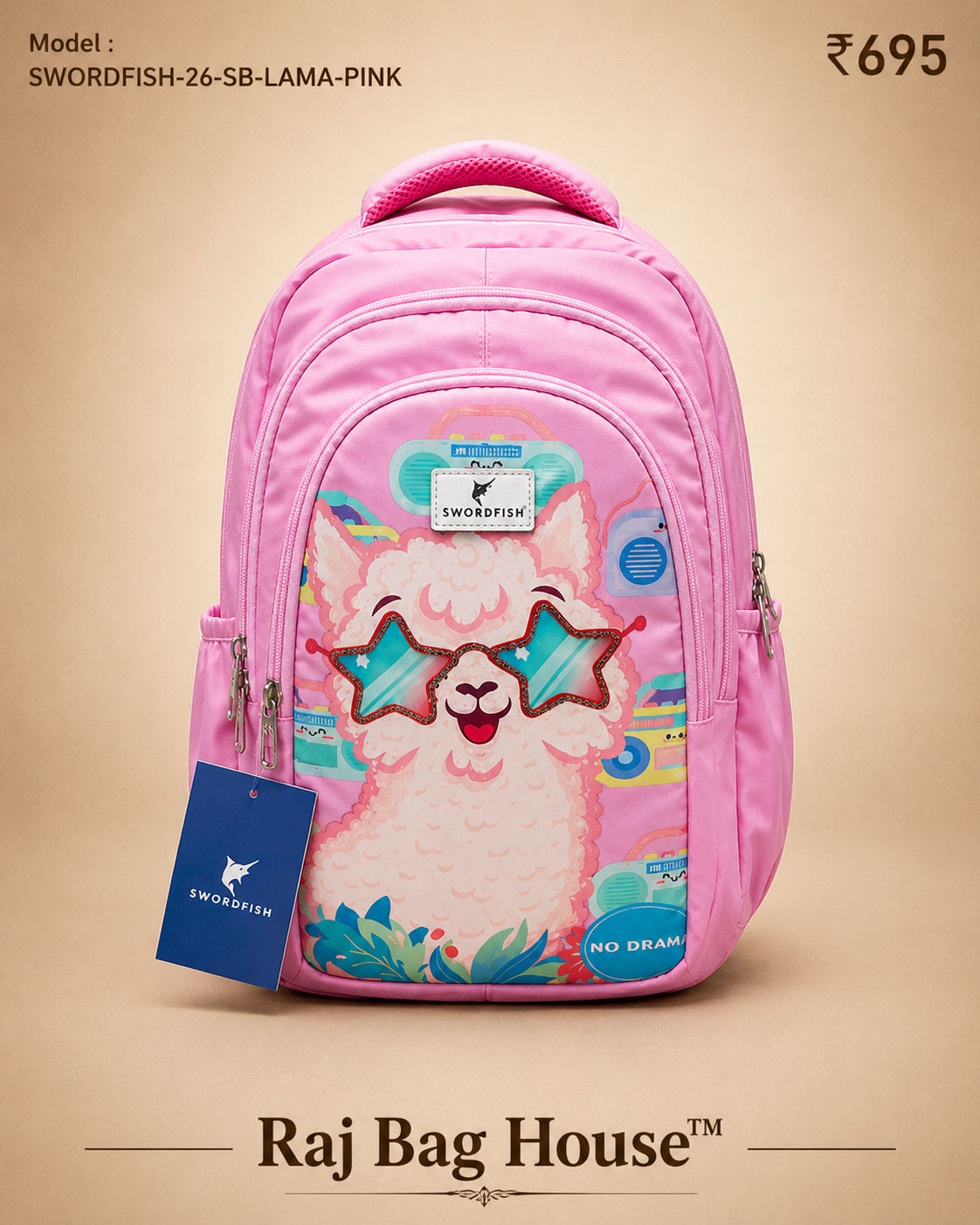 Highstyle School Backpack Lama - Light Pink