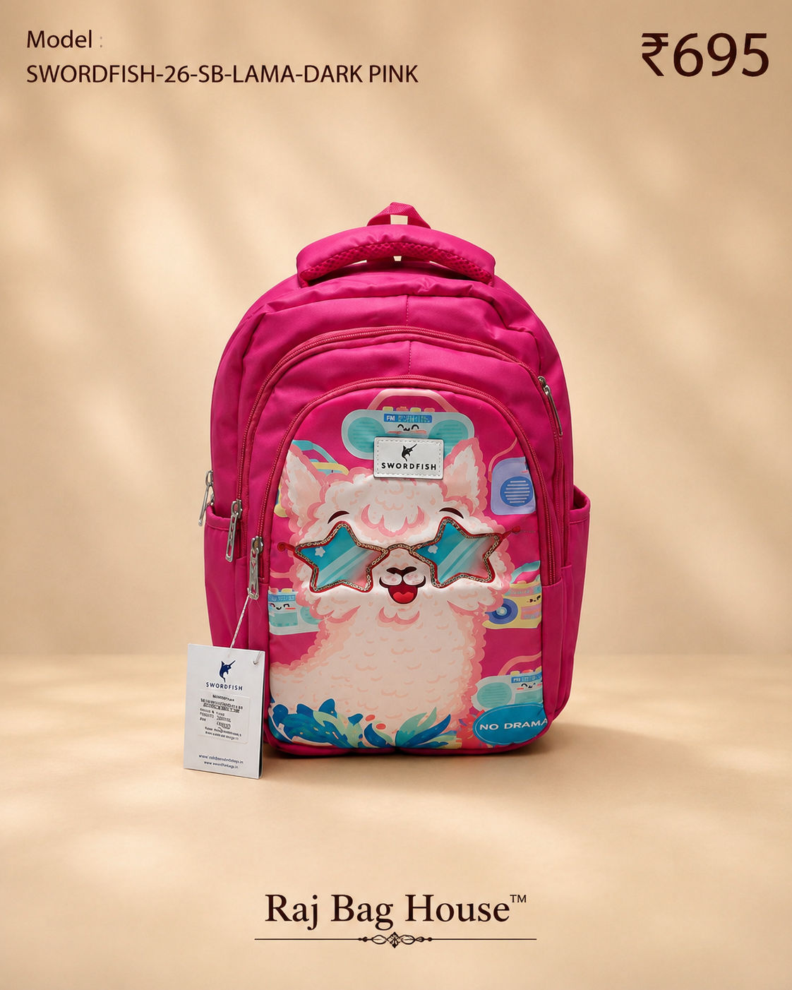 Highstyle School Backpack Lama - Dark Pink