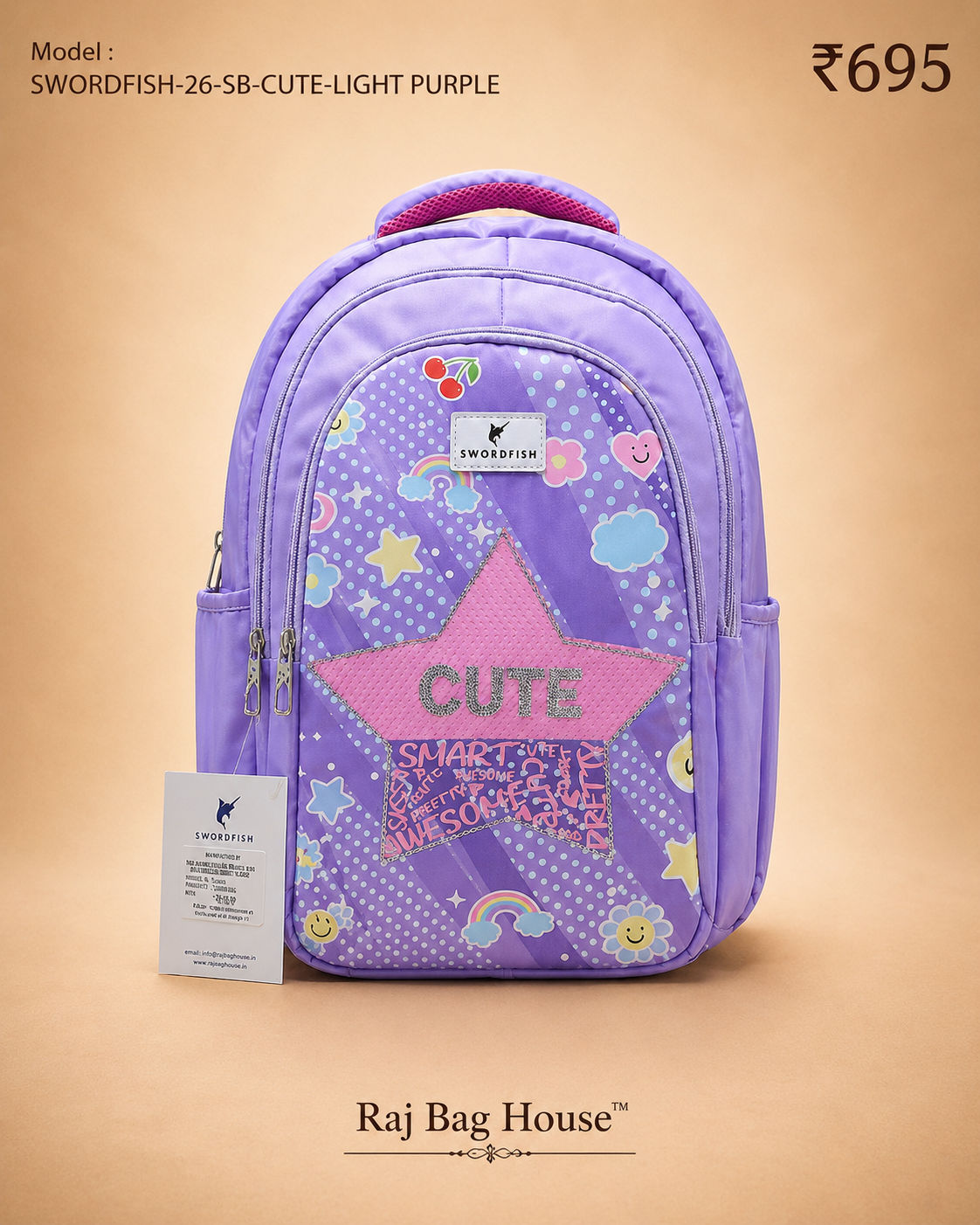 Highstyle School Backpack Cute - Light Purple