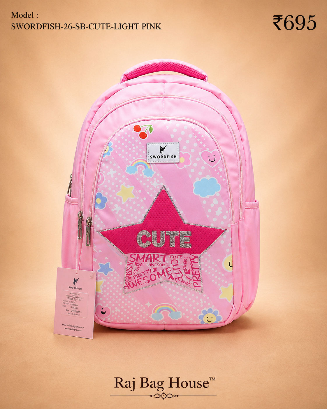 Highstyle School Backpack Cute - Light Pink