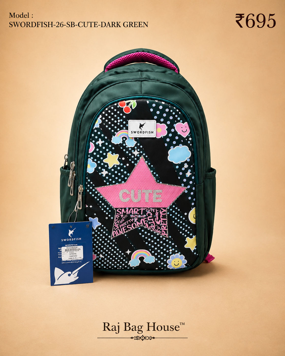 Highstyle School Backpack Cute - Dark Green
