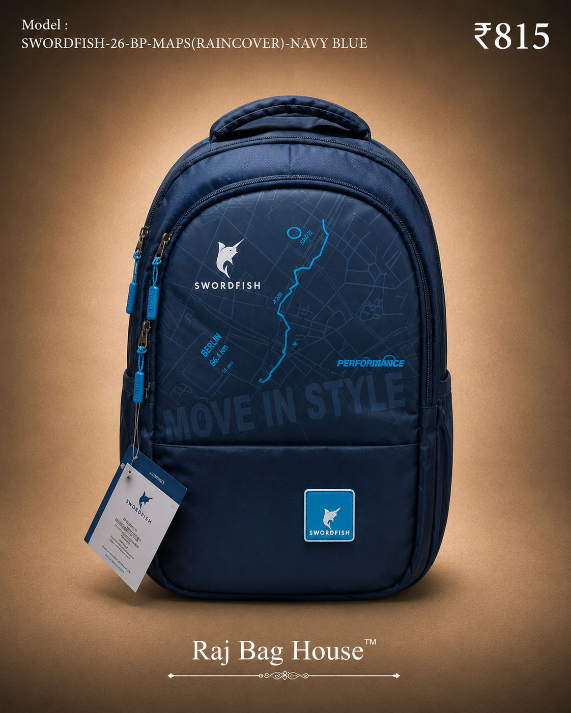 Highstyle Backpack Maps - Navy Blue