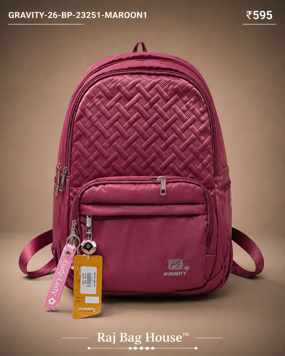 Highstyle Backpack GRAVITY-26-BP-23251 - Maroon