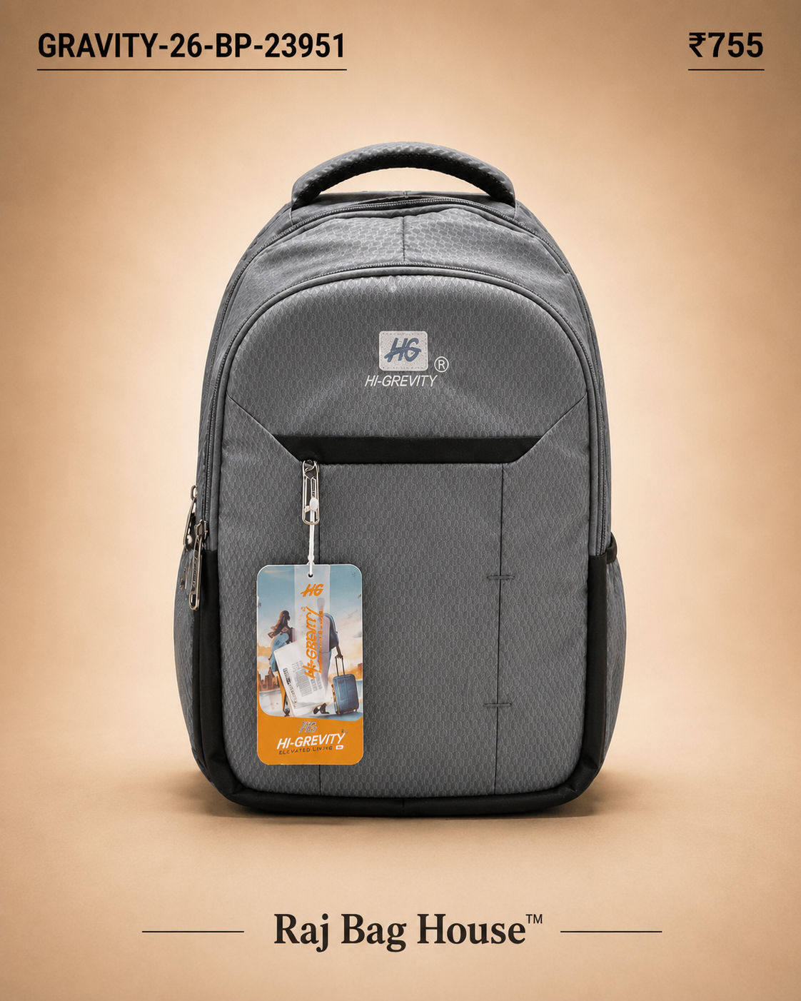Highstyle Backpack GRAVITY-26-BP-23951 - Grey / Black