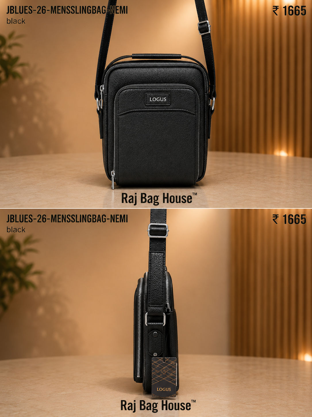 Logus J-Blues Mensslingbag Nemi Square Sling Bag – Black 2
