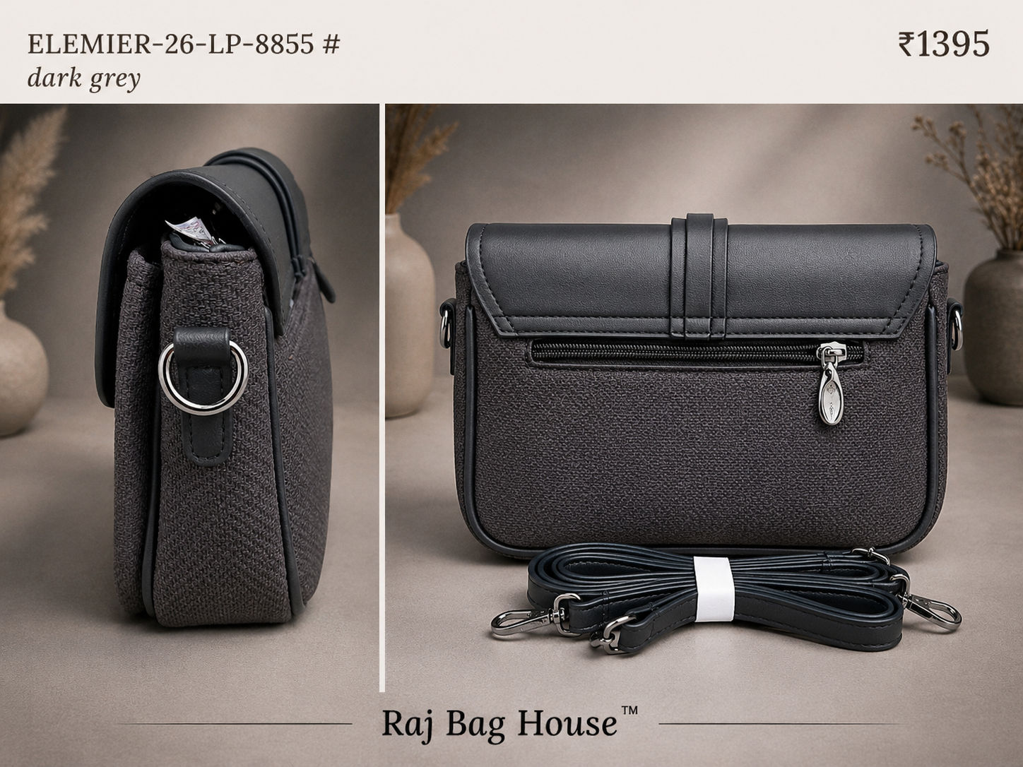 Elemier 8855 Dark Sling Bag – Dark Grey 2