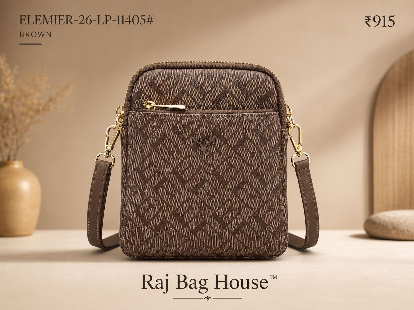 Imported Elemier 1405# Lightbrown Printed Small Handbag – Light Brown
