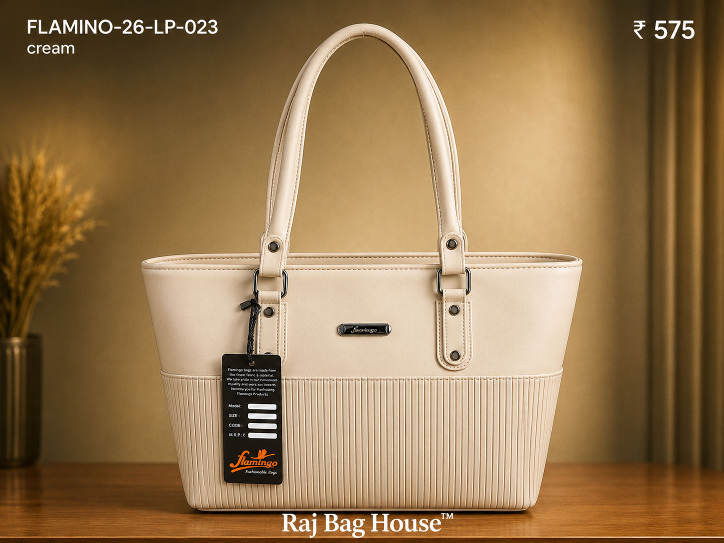 Flamingo Tote Bag FLAMINO-26-LP-023 - Cream
