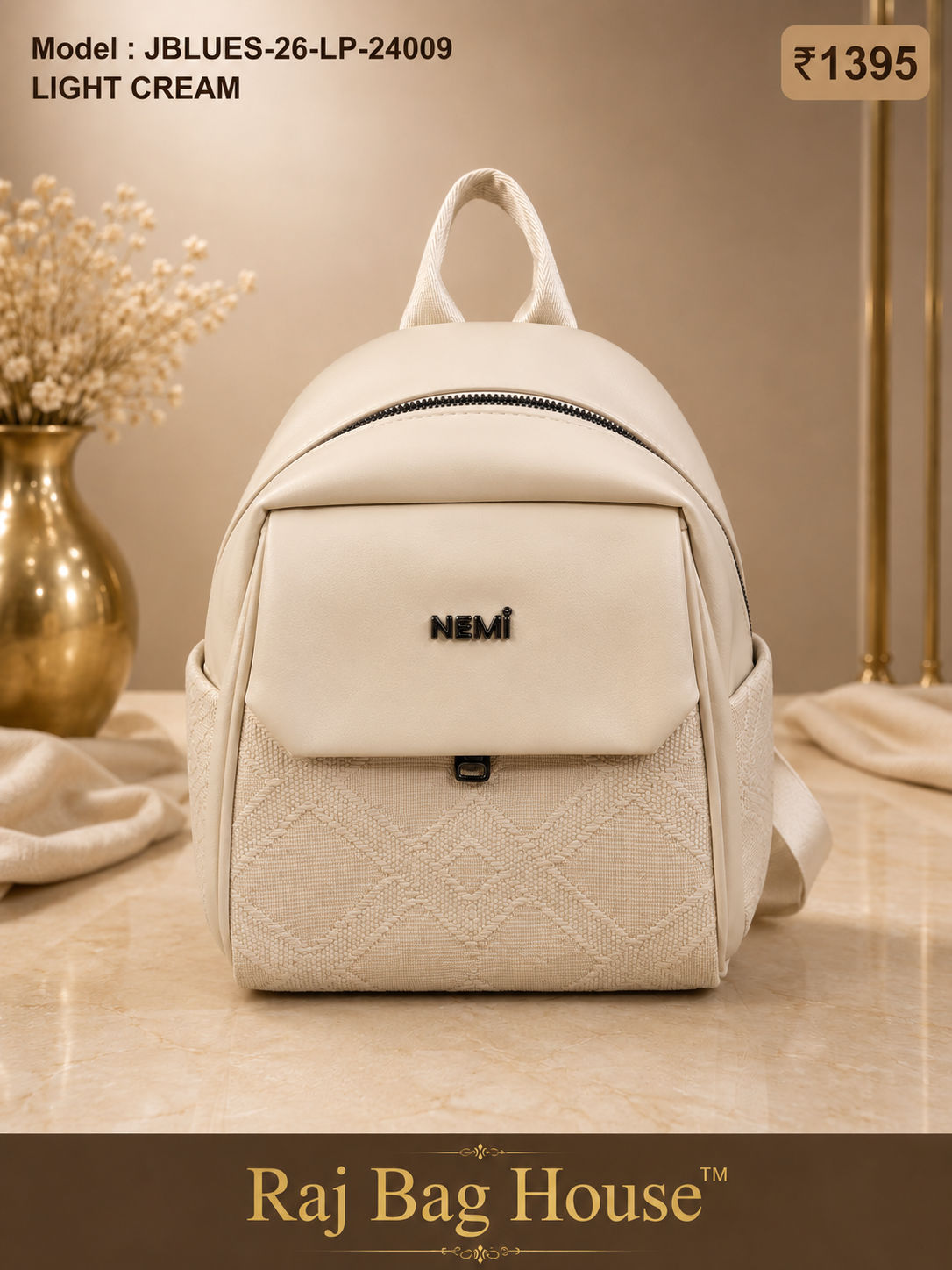 Nemi J-Blues 24009 Light Small Backpack – Light Cream