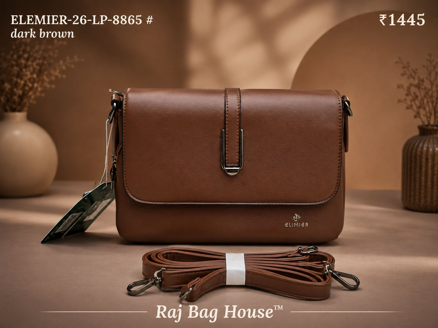 Elemier 8865# Sling Bag – Dark Brown