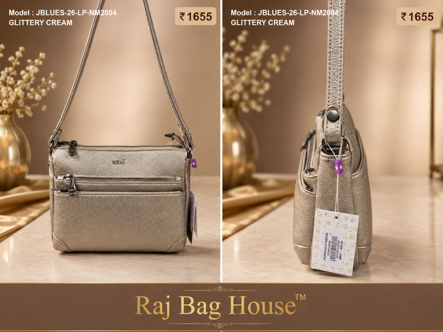 Nemi J-Blues Nm2004 Glittery Small Sling Bag – Glittery Cream