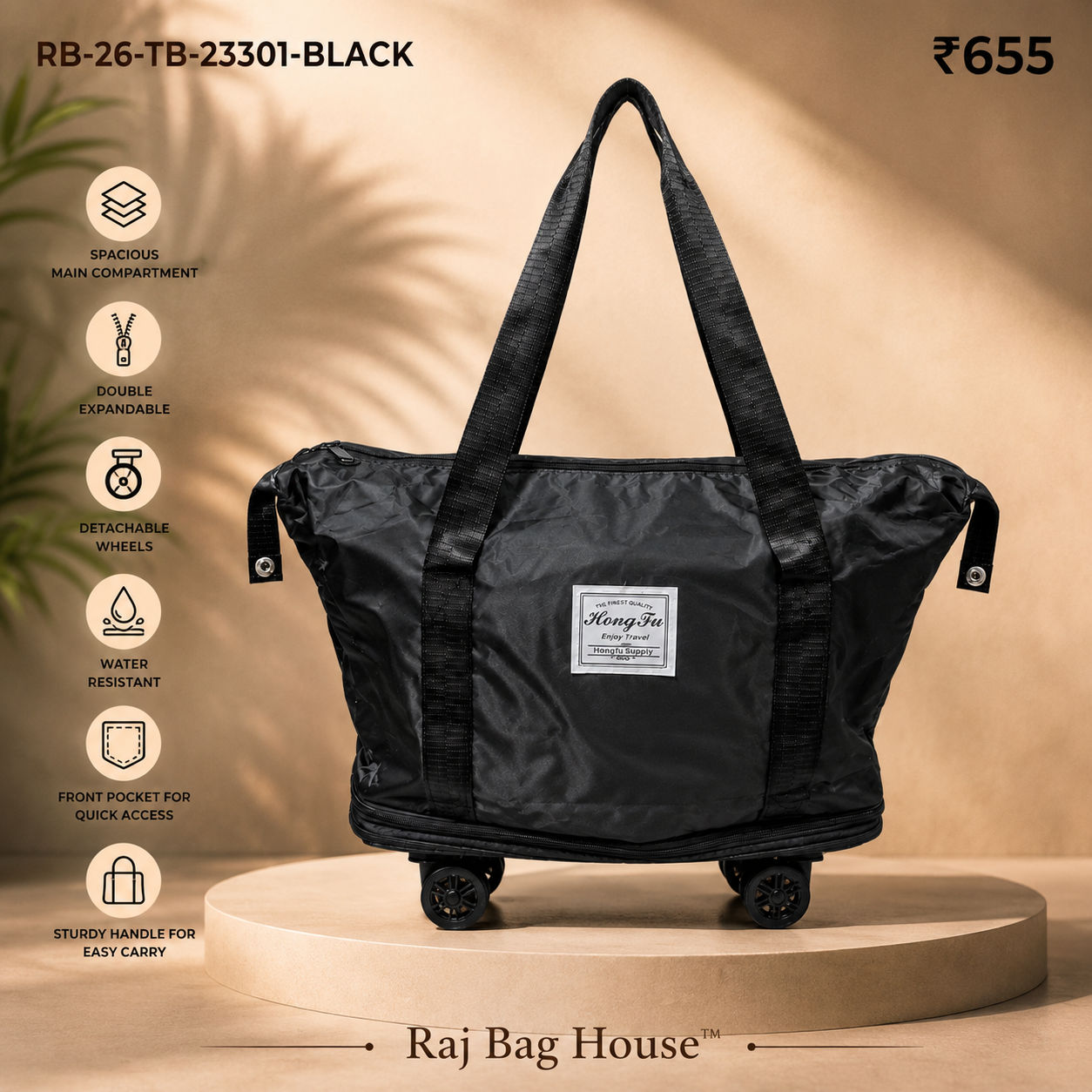 Expandable Travel Duffle Bag RB-26-TB-23301 - Black