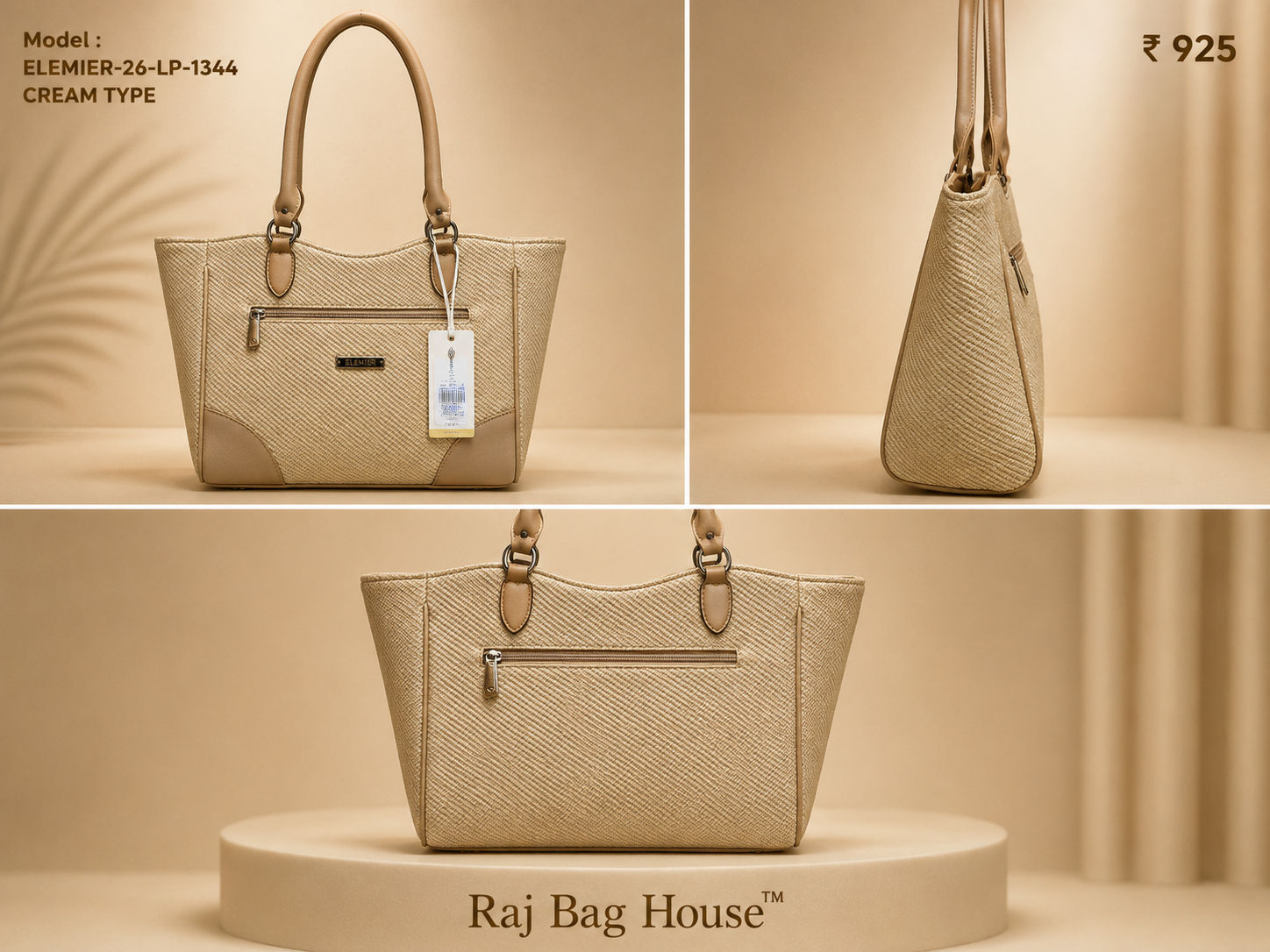 Elemier 1344 Creamtype Tote Bag – Cream 2