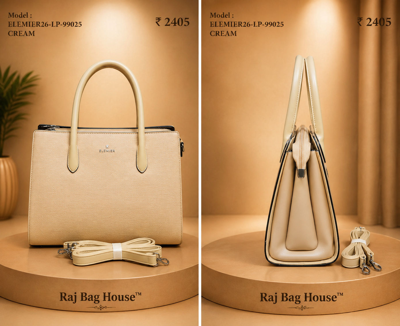 Elemier 99025 Handbag – Cream 2