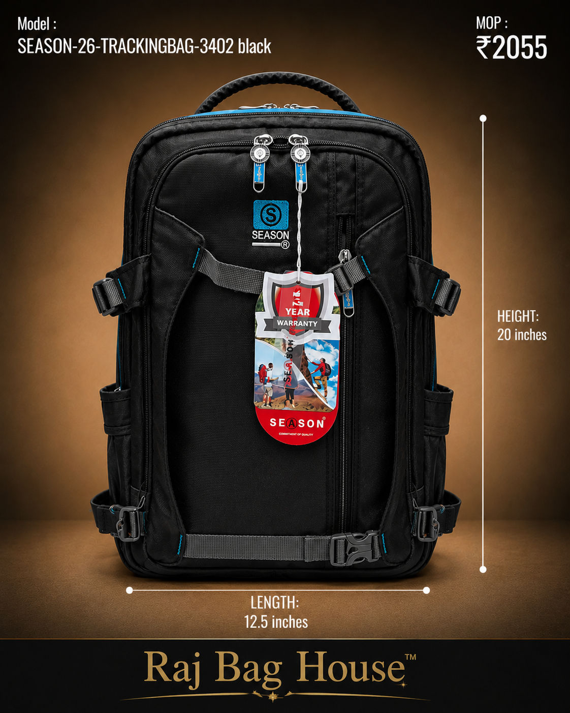 Season Trekking Backpack 3402 - Black