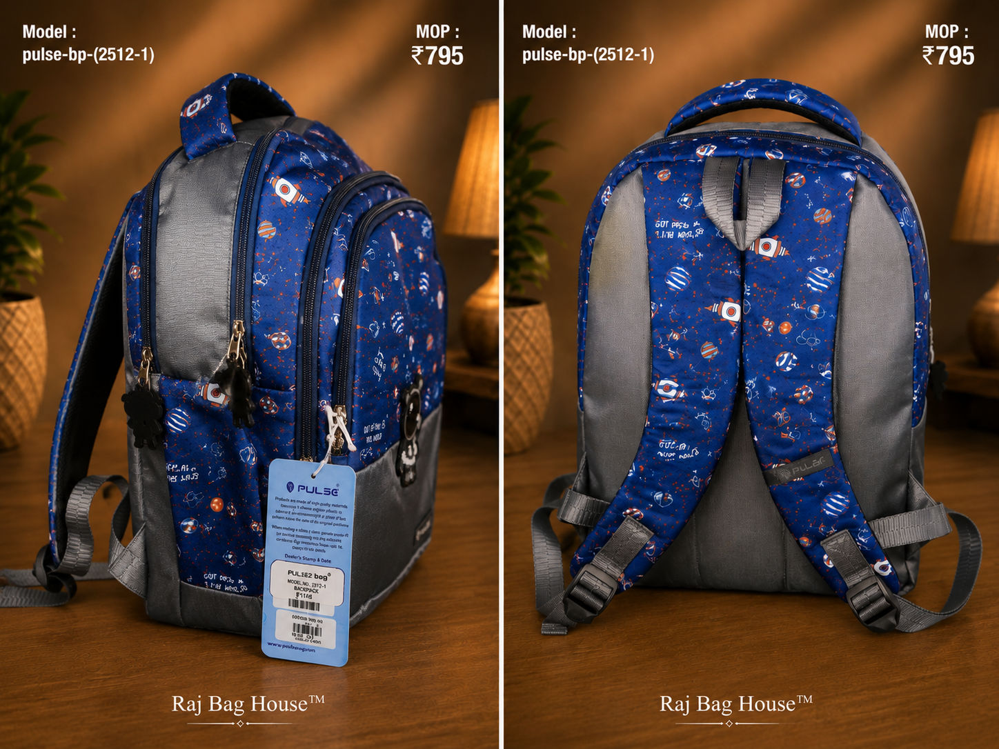 Imported Pulse (2511 1) Medium School Backpack – Navy Blue / Grey 2