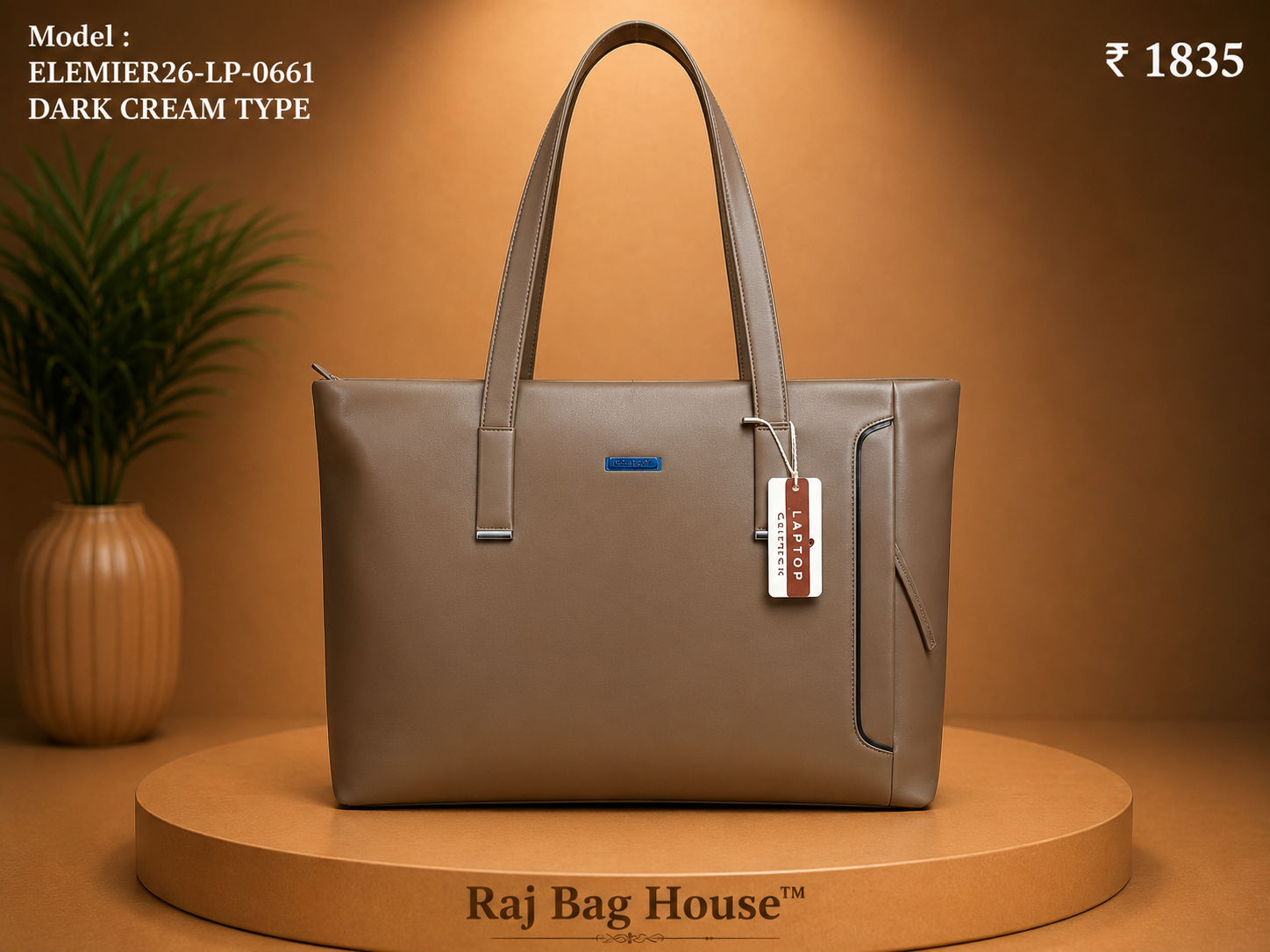 Elemier 0661 Dark Type Tote Bag – Dark Cream