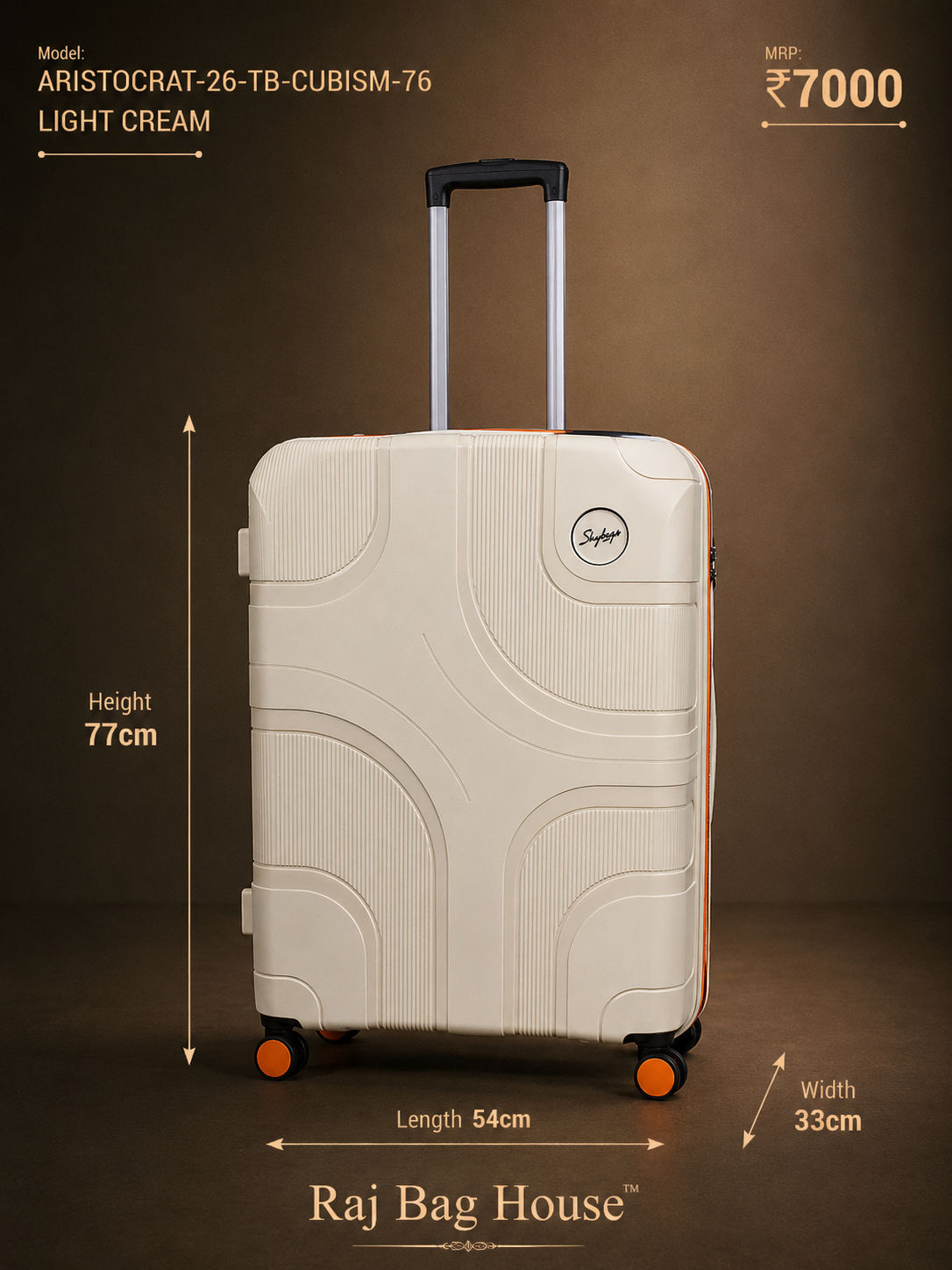 Skybags VIP Cubism 76 Large Trolley Bag – Cream