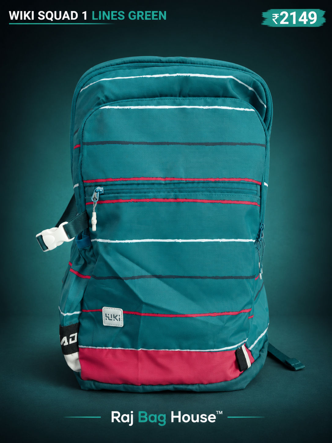 Wildcraft Wiki Squad 1 Lines Backpack – Green