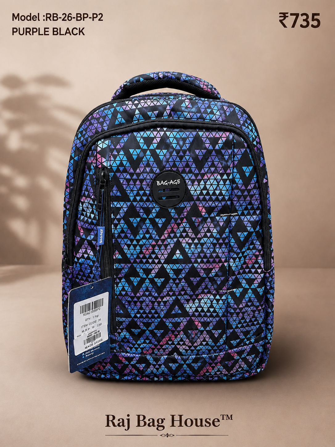 Baggage P2 Medium Backpack – Black / Purple