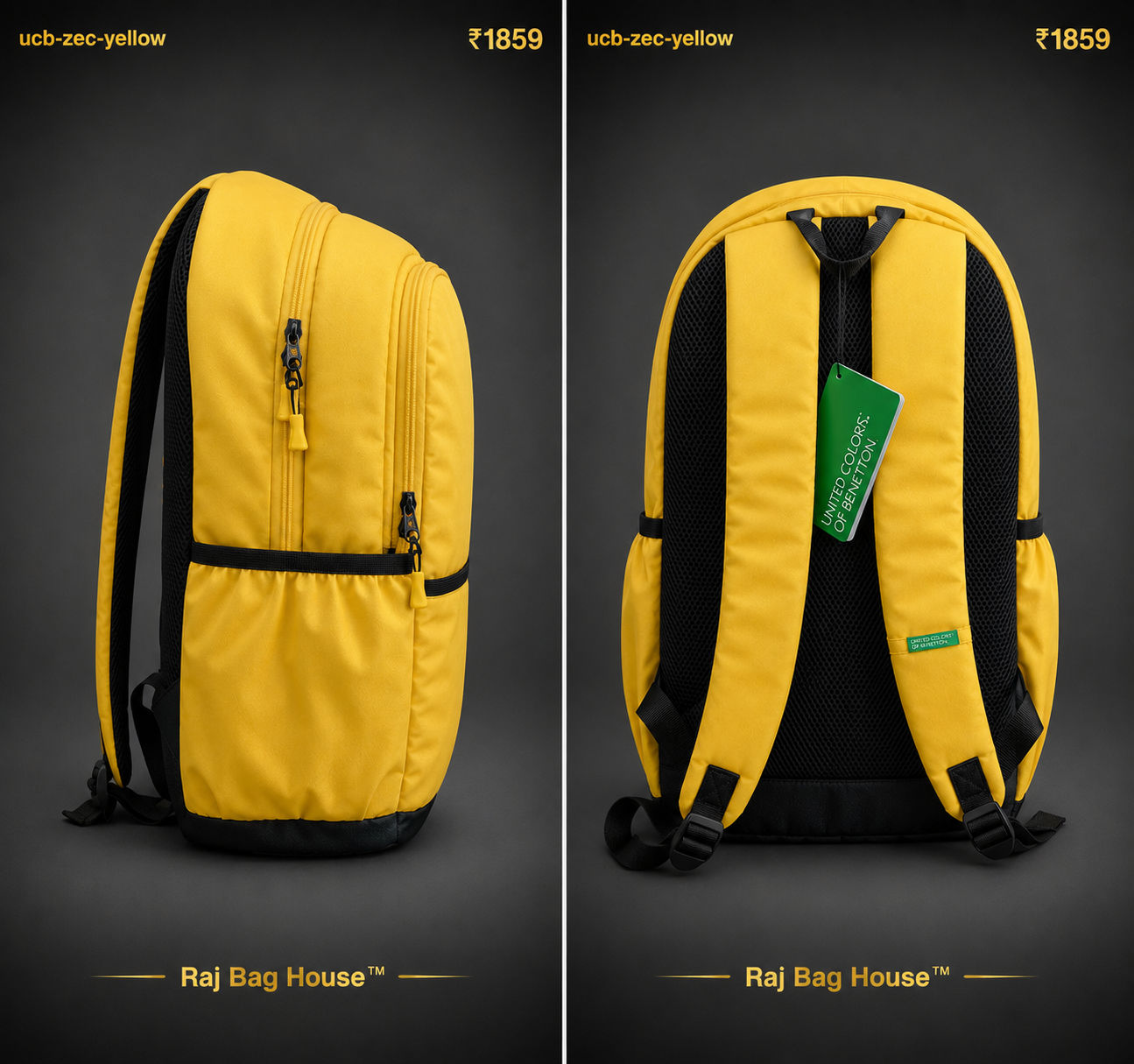 United Colors Of Benetton UCB Zec Yello Backpack – Yellow 2