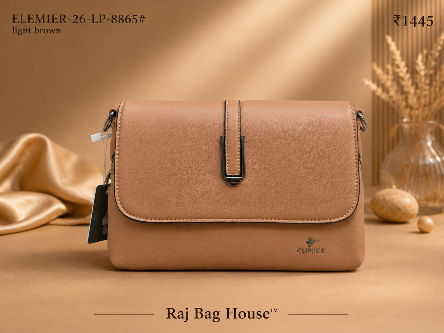 Elemier 8865# Small Handbag – Light Brown