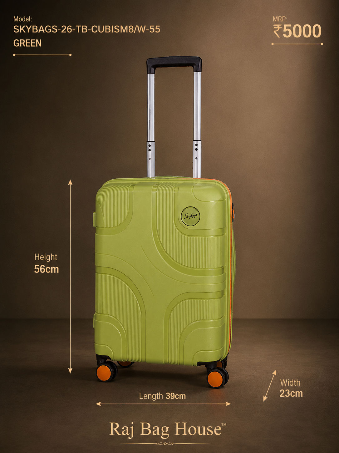 Skybags VIP Cubism 55 Cabin Trolley Bag – Green