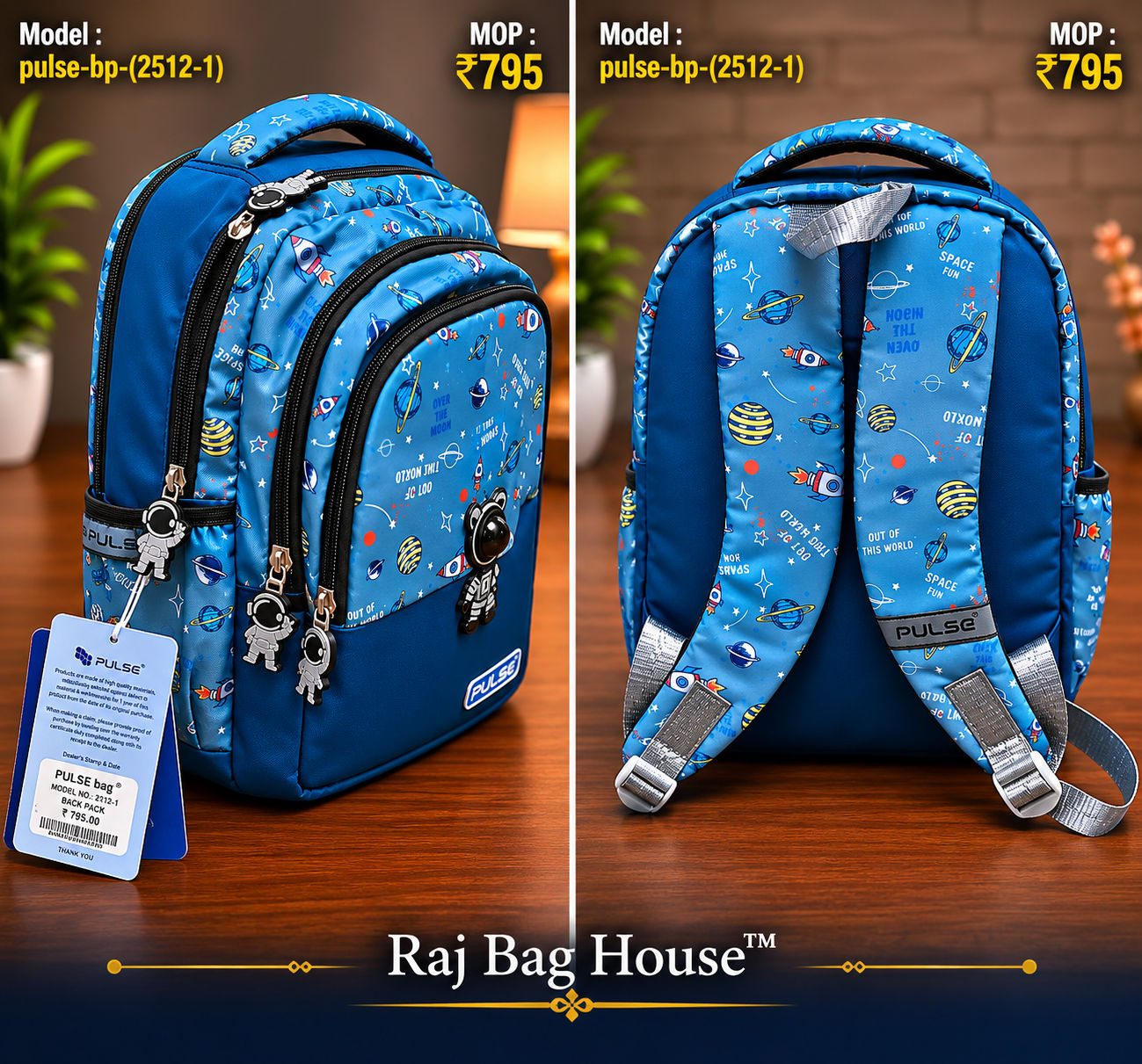 Imported Pulse (2511 1) Medium School Backpack – Sky Blue / Navy Blue 2