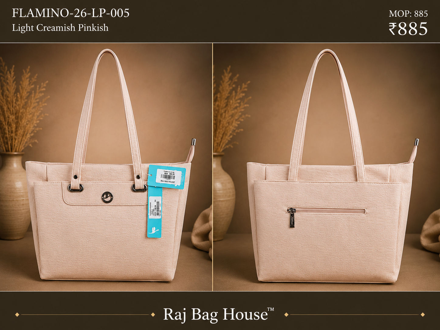 Flamingo Flamino 005 Light Creamish Tote Bag – Light Creamish Pink 2