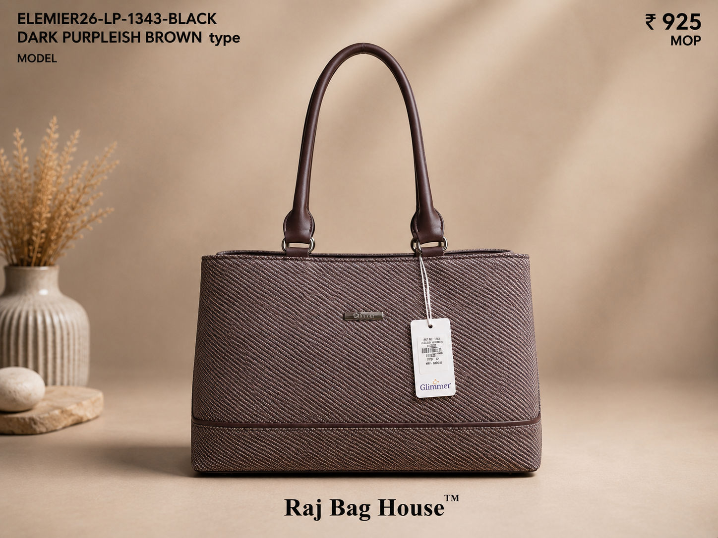 Elemier 1343 Dark Purpleish Type Tote Bag – Dark Purpleish Brown