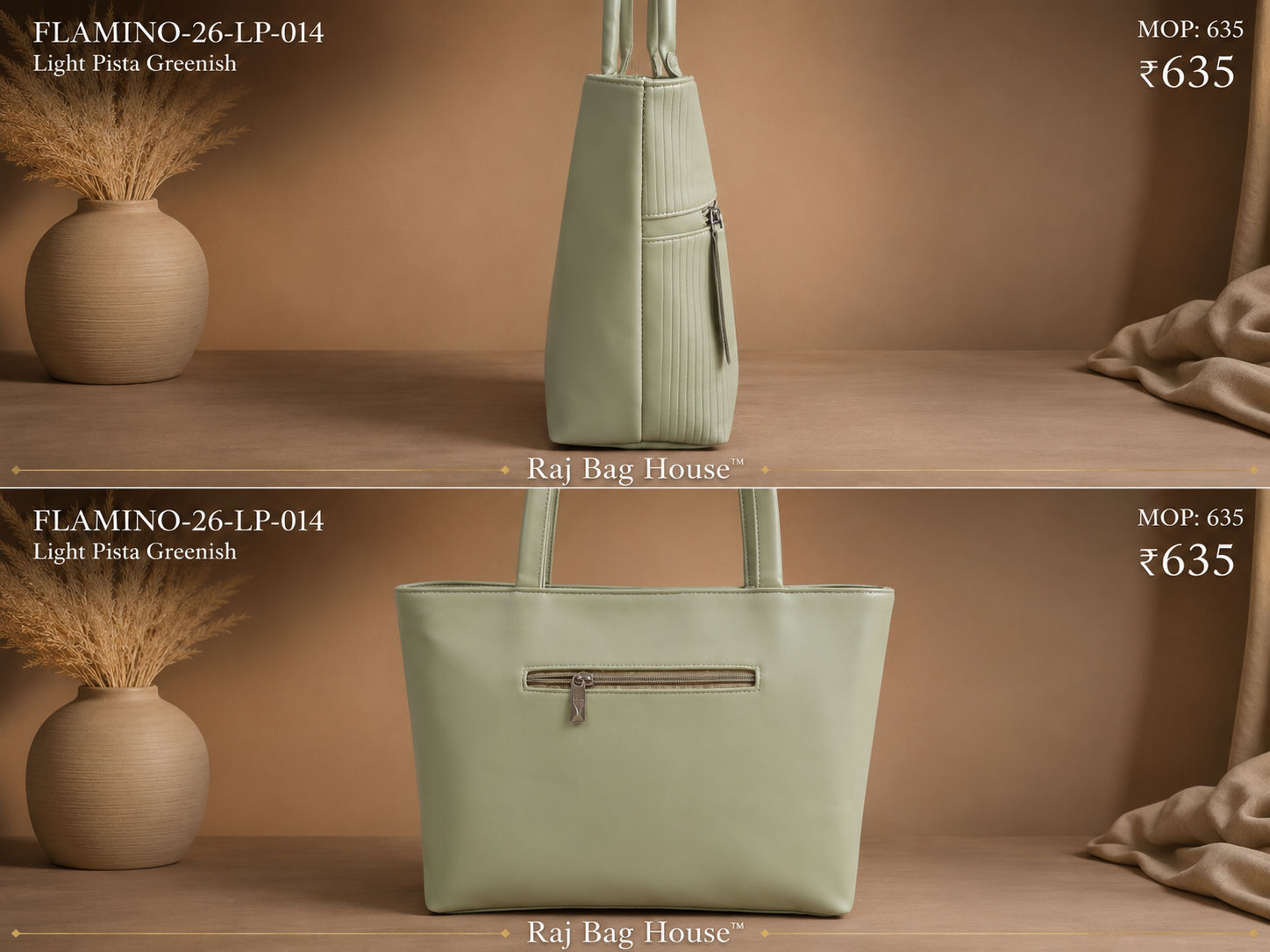Flamingo 014 Light Tote Bag – Light Pista Green 2