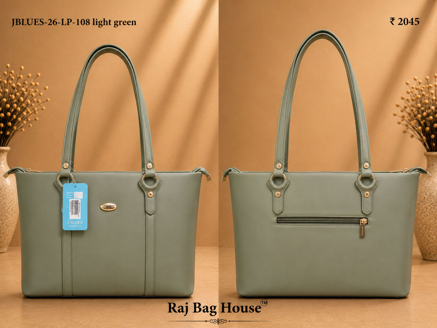 J Blues Tote Bag 26-LP-108 - Light Green