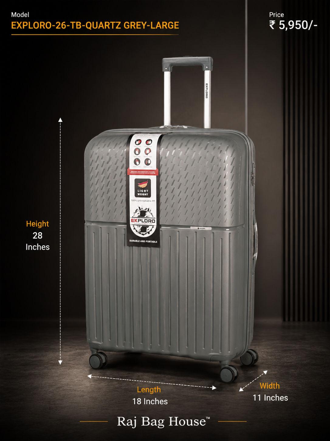 Exploro Quartzgrey Large Trolley Bag – Quartz Grey