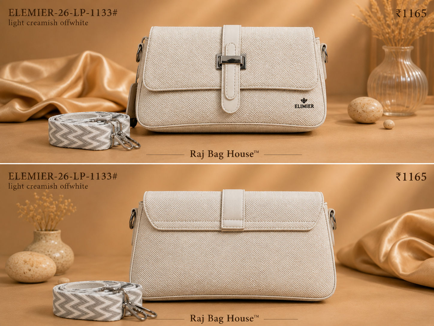 Elemier 1133# Light Creamish Handbag – Light Creamish White 2