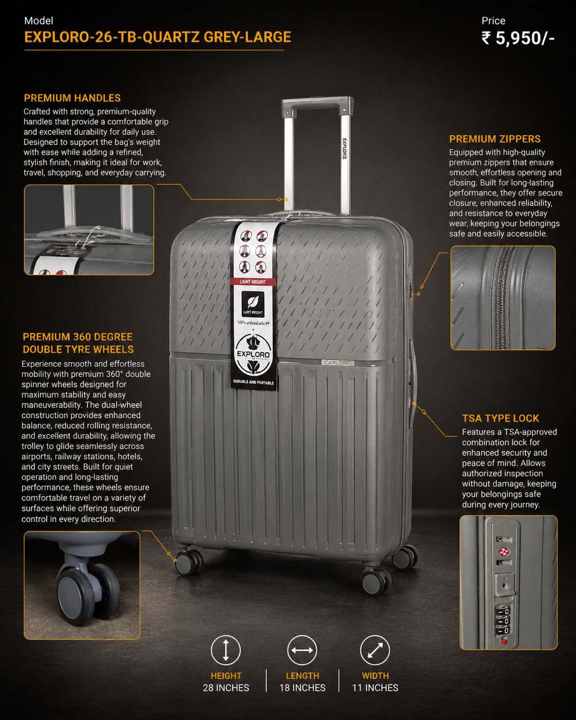 Exploro Quartzgrey Large Trolley Bag – Quartz Grey 2