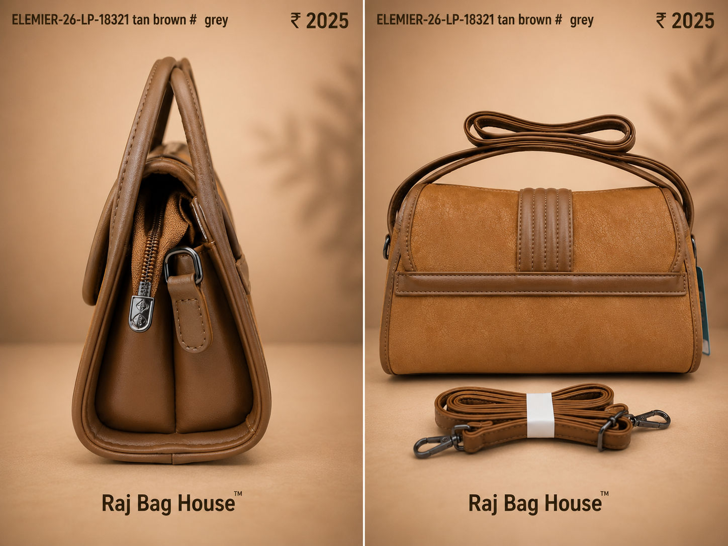 Elemier 18321 Handbag – Tan Brown 2