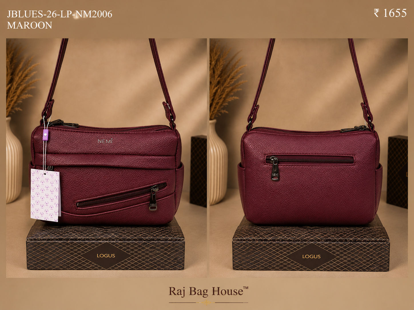 Nemi Jblue Nm2006 Small Sling Bag – Maroon 2
