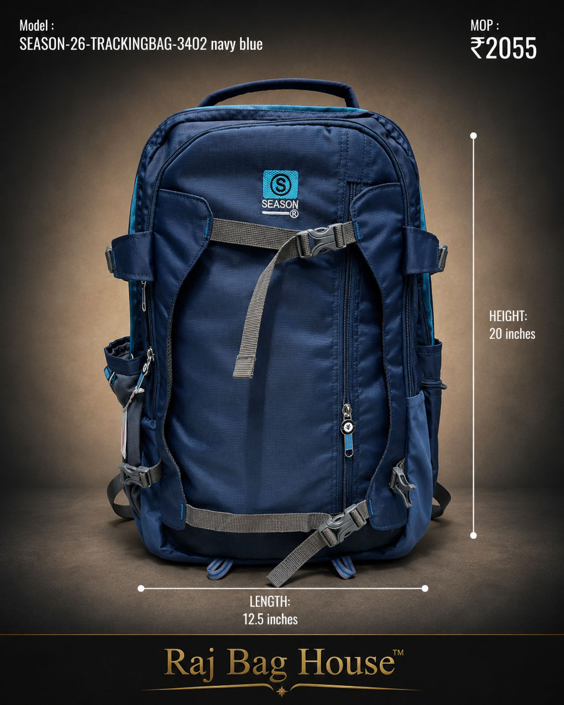 Season Trekking Backpack 3402 - Navy Blue
