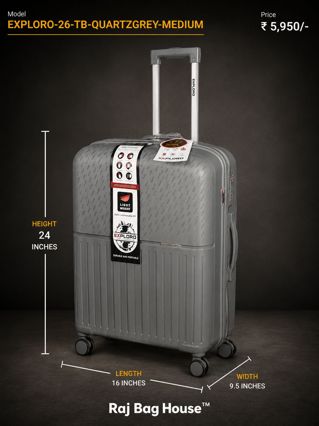 Exploro Quartzgrey Medium Trolley Bag – Quartz Grey