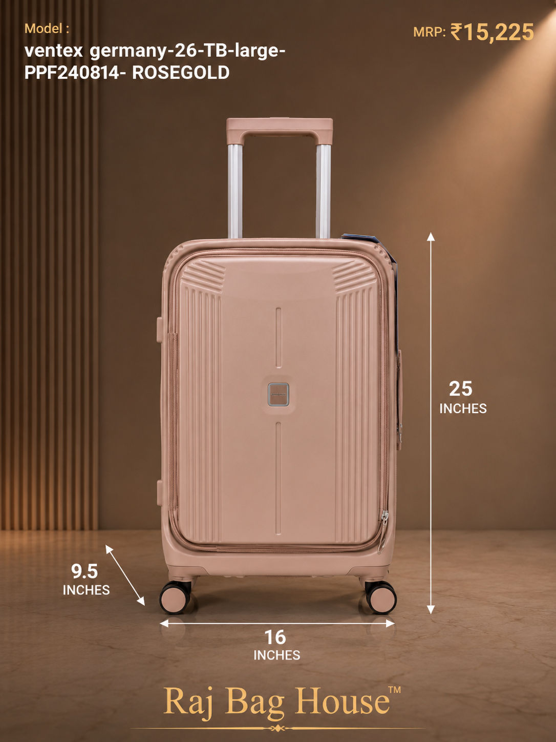 Ventex Germany Medium Trolley Luggage PPF2408T4 - Rose Gold