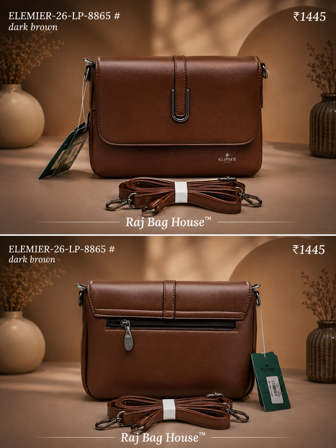 Elemier 8865# Sling Bag – Dark Brown 2