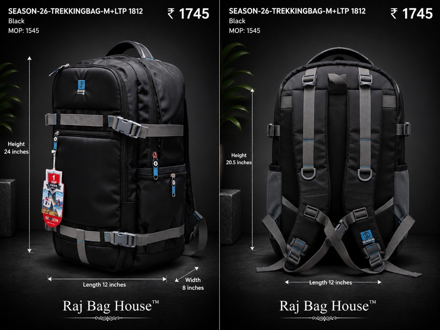 Season Trekkingbag M+ltp 1812 Large Backpack – Black 2