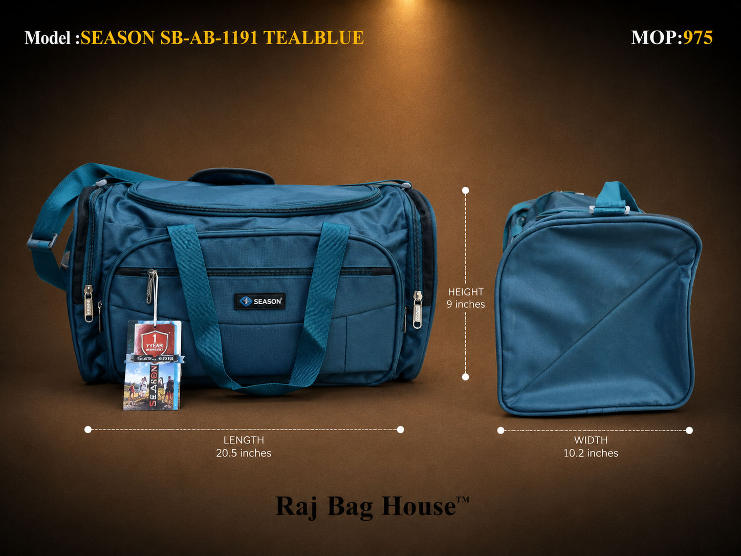 Season Season Ab 1191 Medium Travel Bag – Teal Blue 2