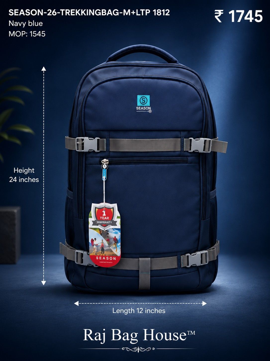 Season Trekking Backpack M+LTP-1812 - Navy Blue