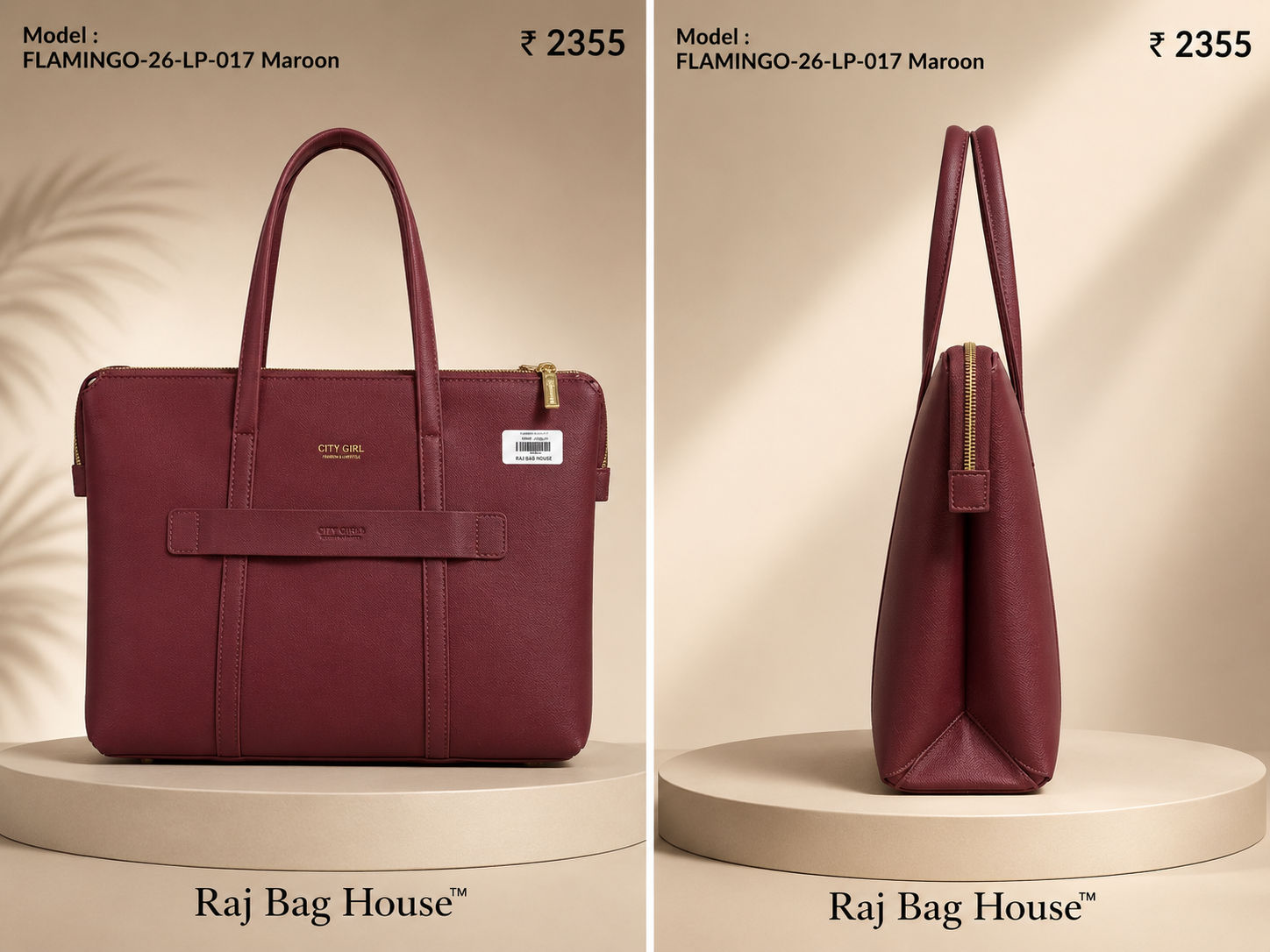 City Girl Flamingo 017 Tote Bag – Maroon 2