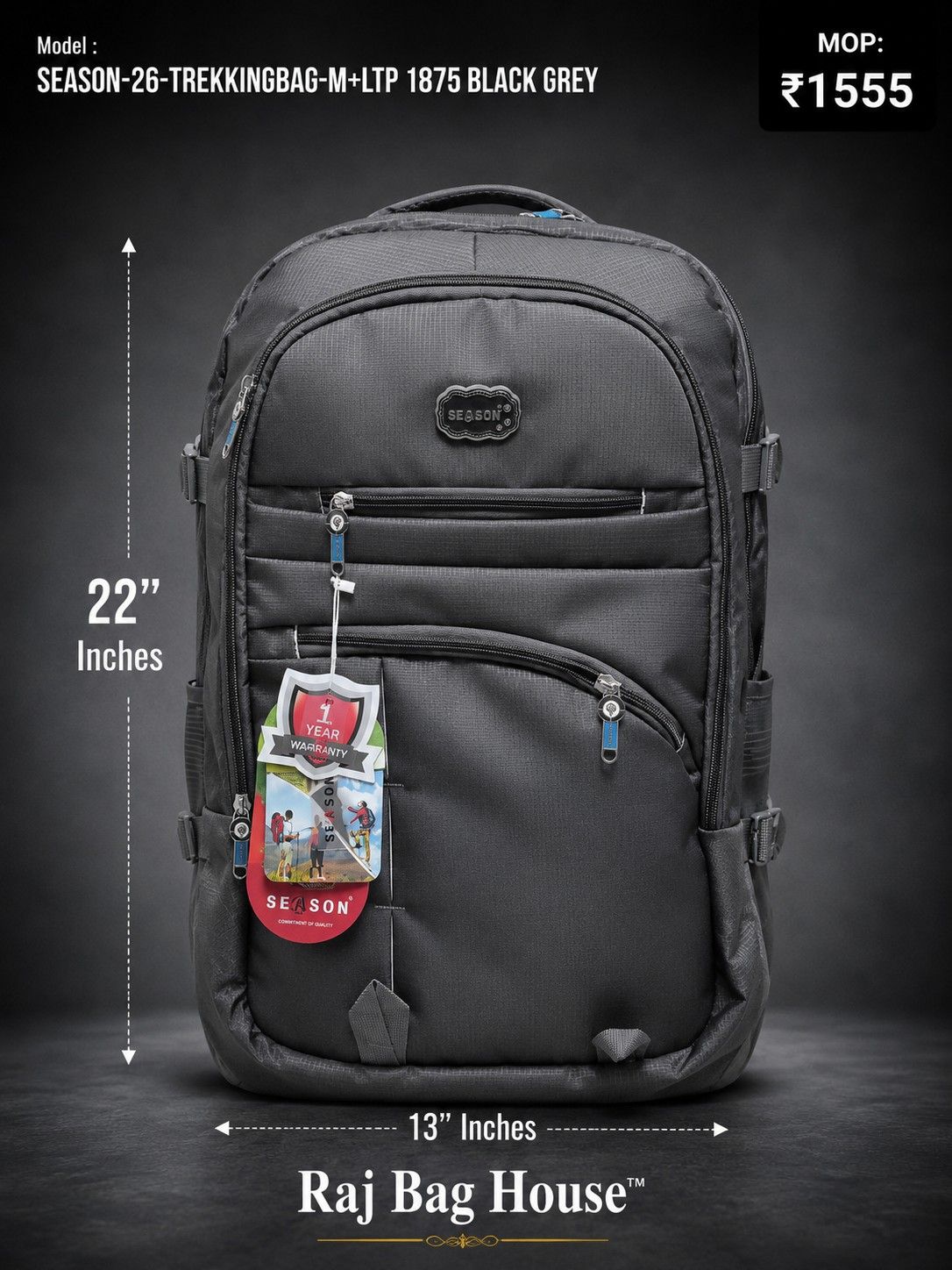 Season Trekking Backpack M+LTP-1875 - Grey