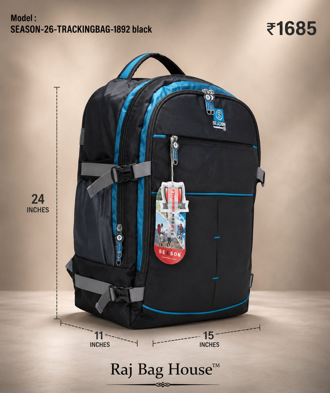 Season Trekkingbag 1892 Medium Backpack – Black 2