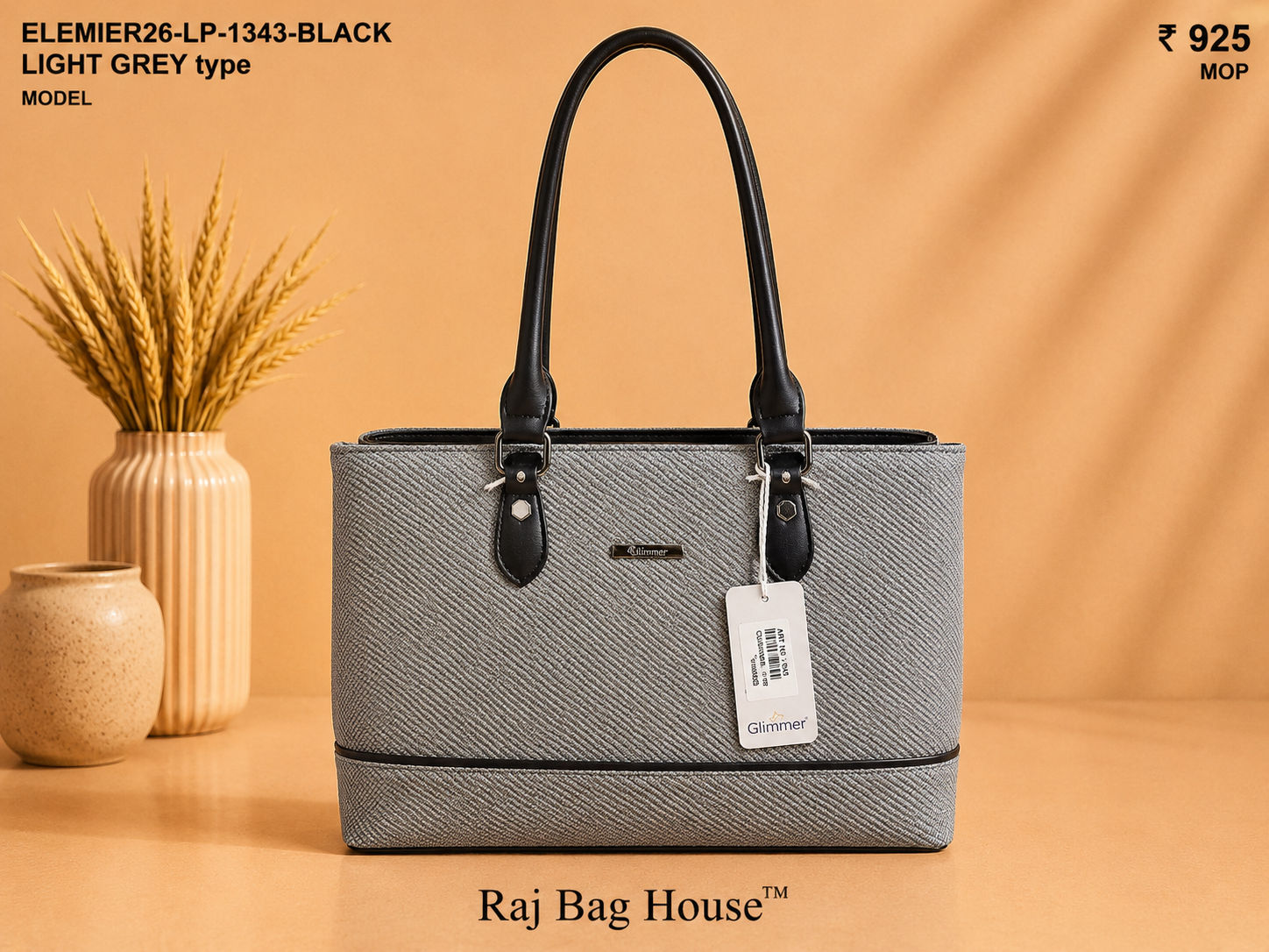 Elemier 1343 Light Tote Bag – Black / Light Grey