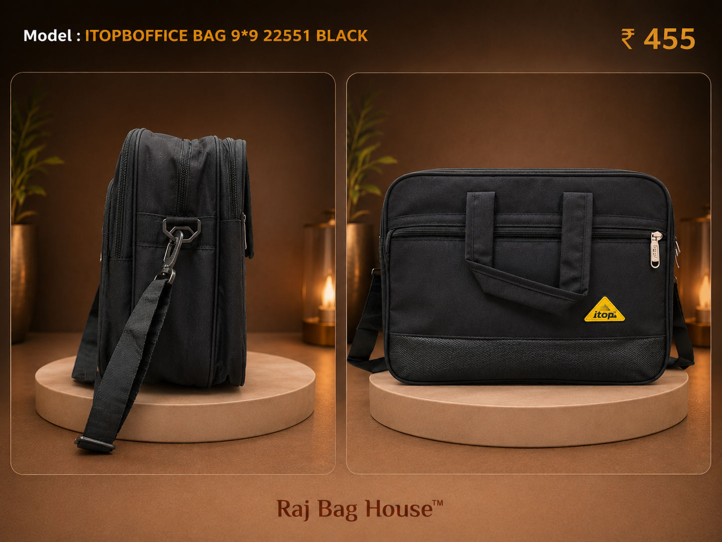 I Top Itop 9*9 22551 Medium Office Bag – Black 2