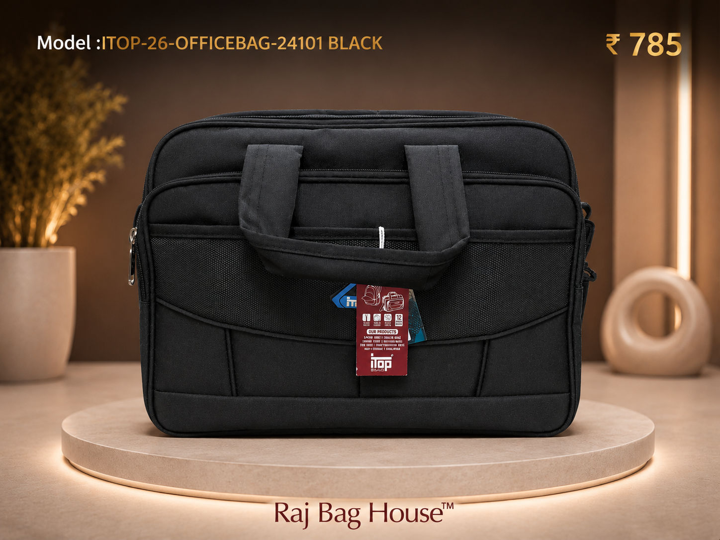 I Top Itop Officebahg 24101 Medium Office Bag – Black